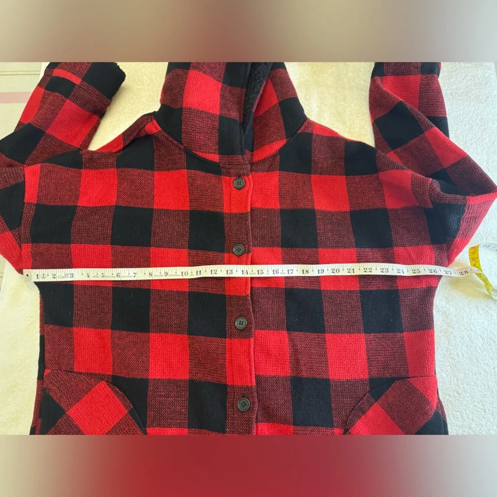 RDI Flannel Coat - Fleece Bonded Sherpa Coat Pockets Fall buffalo plaid - Picture 7 of 10
